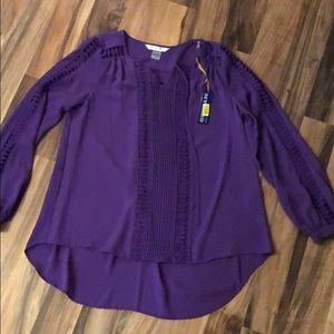 Peter Nygard purple cutout sleeve detail blouse